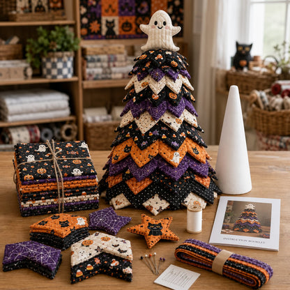 🔥LAST DAY 50% OFF - 🎄 Layered Fabric Tree Quilt Kit for DIY Seasonal Decor 🧵