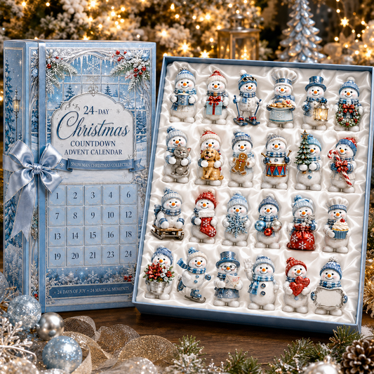 ⛄ 24 Days of Snowman Christmas Cheer Countdown Calendar – Tree Ornaments Keepsake 🎄