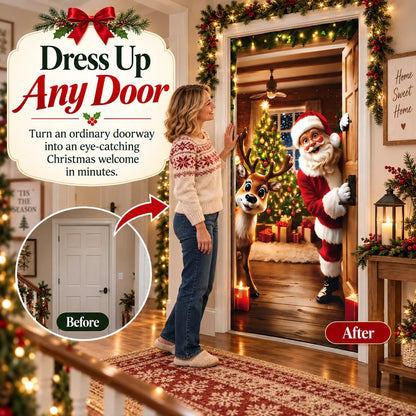 🎅 50% OFF 🎄 Christmas Santa Door Cover – Turn Your Door Into Holiday Magic