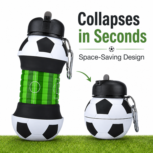 Soccer-themed Silicone Folding Water Bottle