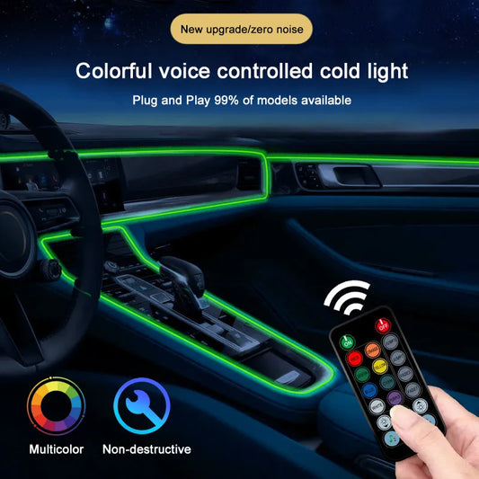 🚘 RGB Car Interior Ambient Light Strip – App, Remote & Music Sync Neon Kit ✨