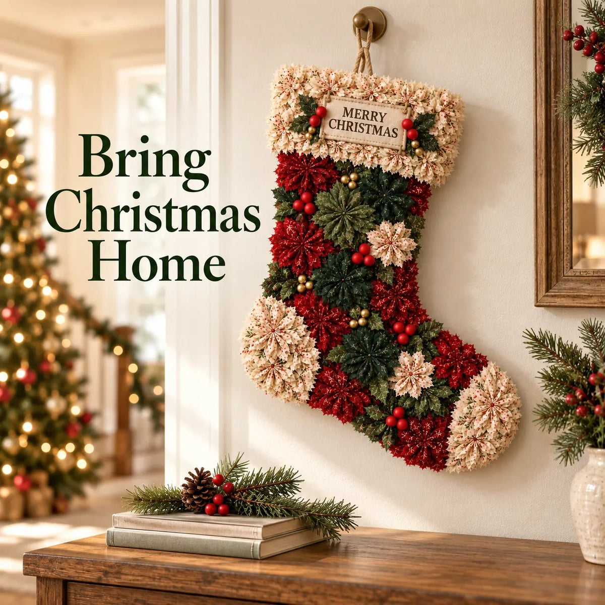 🎄 Handmade Layered Fabric Christmas Flower Door Hanging DIY Craft Kit 🎀(📦Buy 3 Free Shipping)