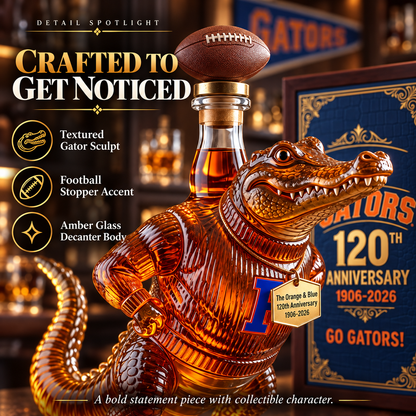 🐊 Gators 120th Anniversary Whiskey Decanter – Football Mascot Collectible 🏈