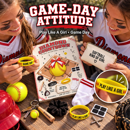 Softball Girl Advent Calendar, Unbox 24 Mini Softball Gear & Figurines, Desktop Decor For Softball Lovers