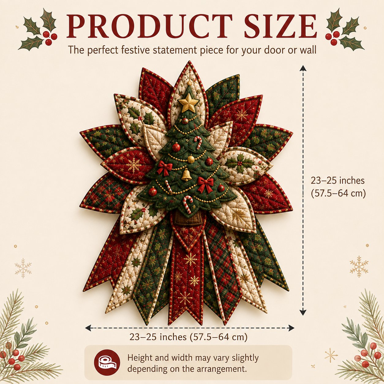 🎄 Oversized Christmas Quilted Door Hanger DIY Sewing Kit (23–25") 🪡