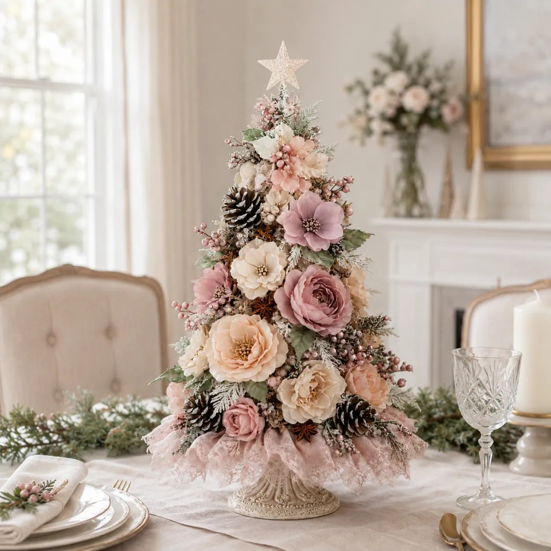 🎄Blush Bloom Pre-Lit Tree – Bring a Little Romance to Christmas
