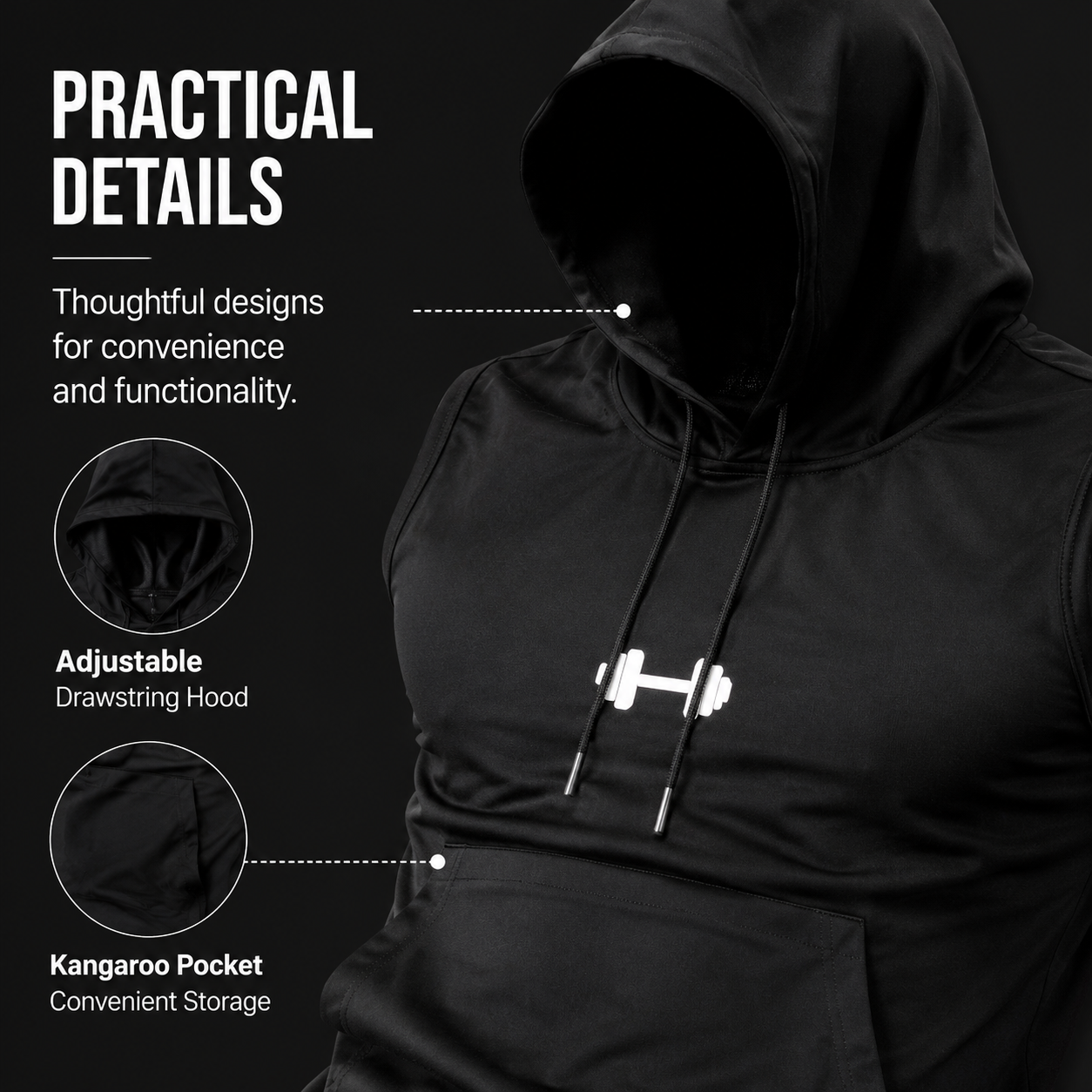 Quick-Dry Cooling Hooded Sleeveless Tops