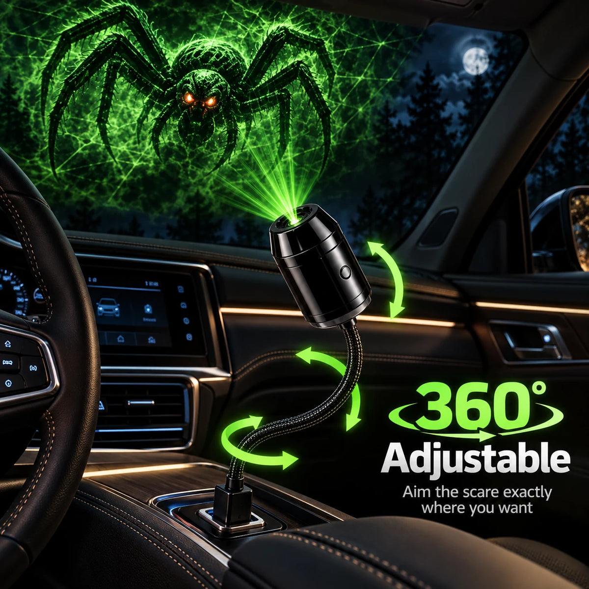 👻🚗Halloween USB Ghost Projector – 7 Spooky Slides & 360° Adjustable Light
