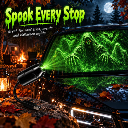 👻🚗Halloween USB Ghost Projector – 7 Spooky Slides & 360° Adjustable Light