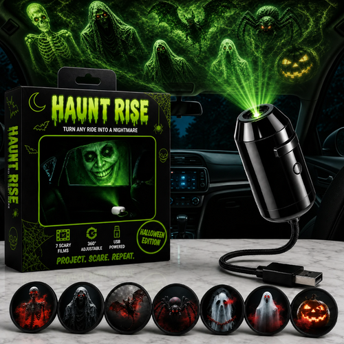 👻🚗Halloween USB Ghost Projector – 7 Spooky Slides & 360° Adjustable Light