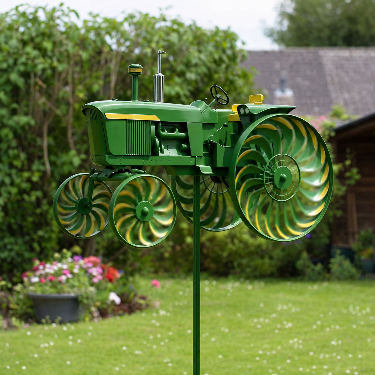 🚜 Vintage Tractor Wind Spinner – Steel Garden Yard Decor