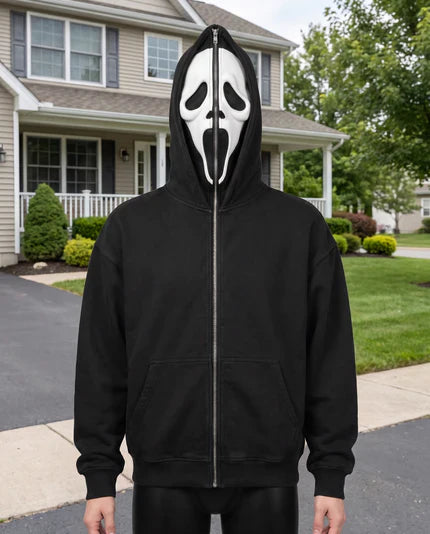 👻 Horror Graphic Zip-Up Hoodie