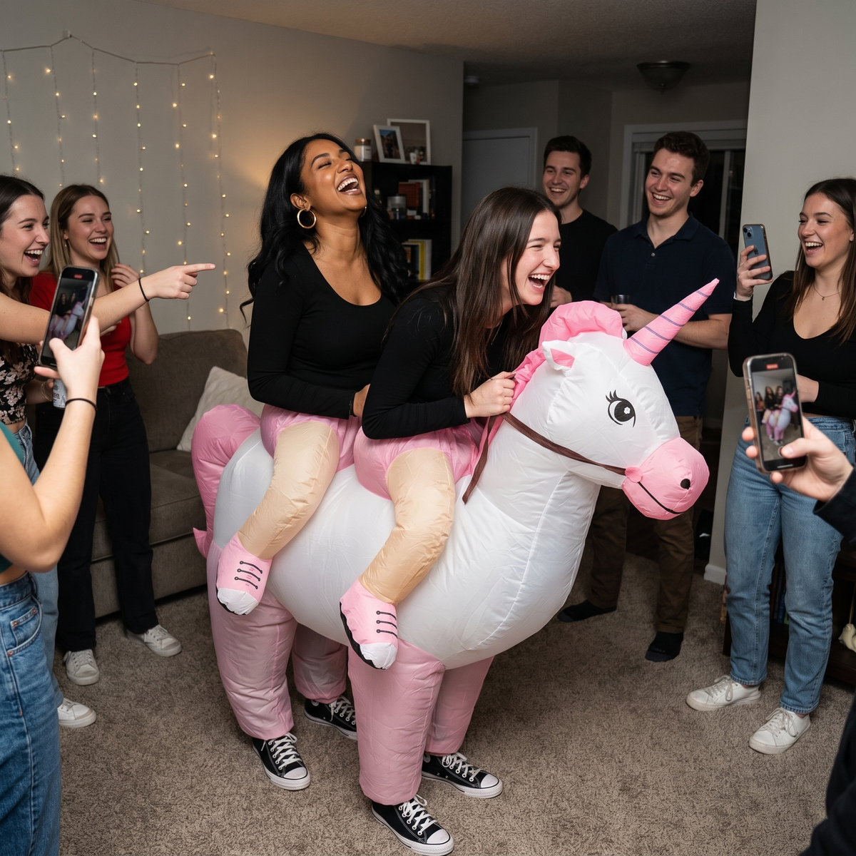 🦄 2-Person Inflatable Unicorn Costume – 30-Second Duo Party Costume for Halloween, Best Friends & Events
