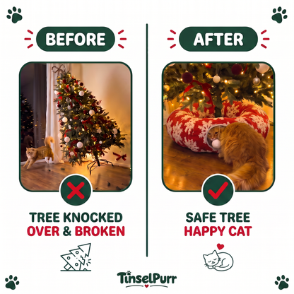 🎄 Christmas Tree Cat Tunnel Bed – 3-in-1 Cozy Hideaway, Play Tunnel & Tree Skirt