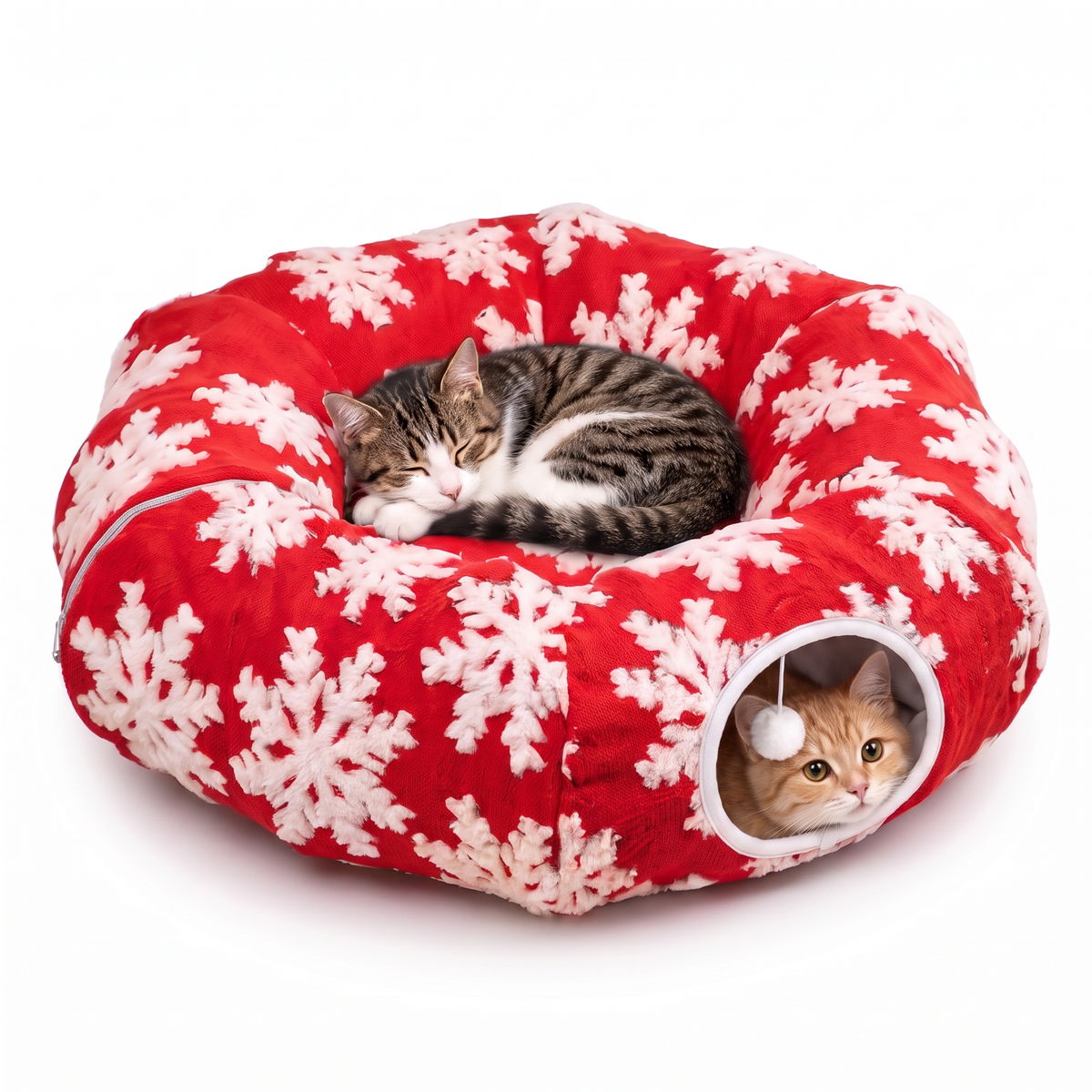 🎄 Christmas Tree Cat Tunnel Bed – 3-in-1 Cozy Hideaway, Play Tunnel & Tree Skirt