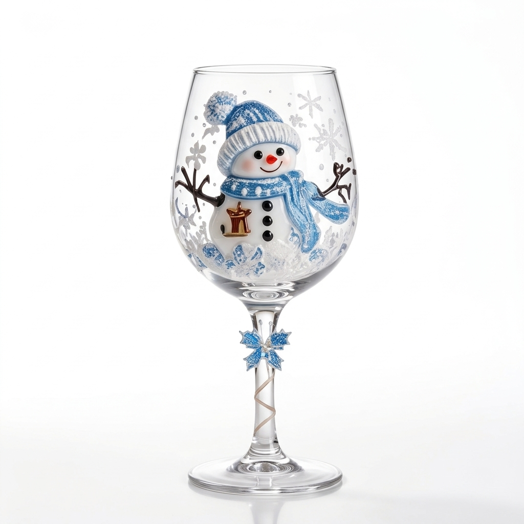 🎄 Set of 6 Christmas 3D Glass Goblets – Festive Holiday Drinkware Gift Set