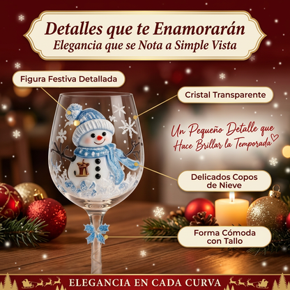 🎄 Set of 6 Christmas 3D Glass Goblets – Festive Holiday Drinkware Gift Set