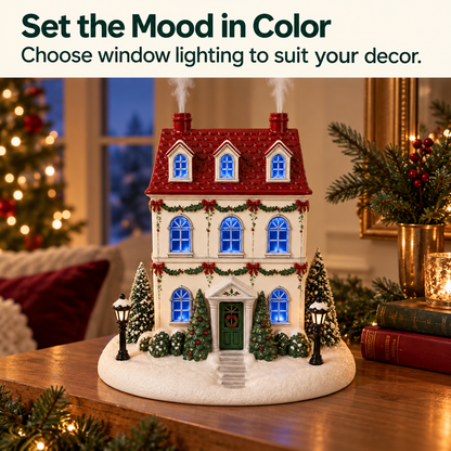 🎄 Holiday House Aroma Diffuser 🏠 Chimney Mist & Color-Changing Lights