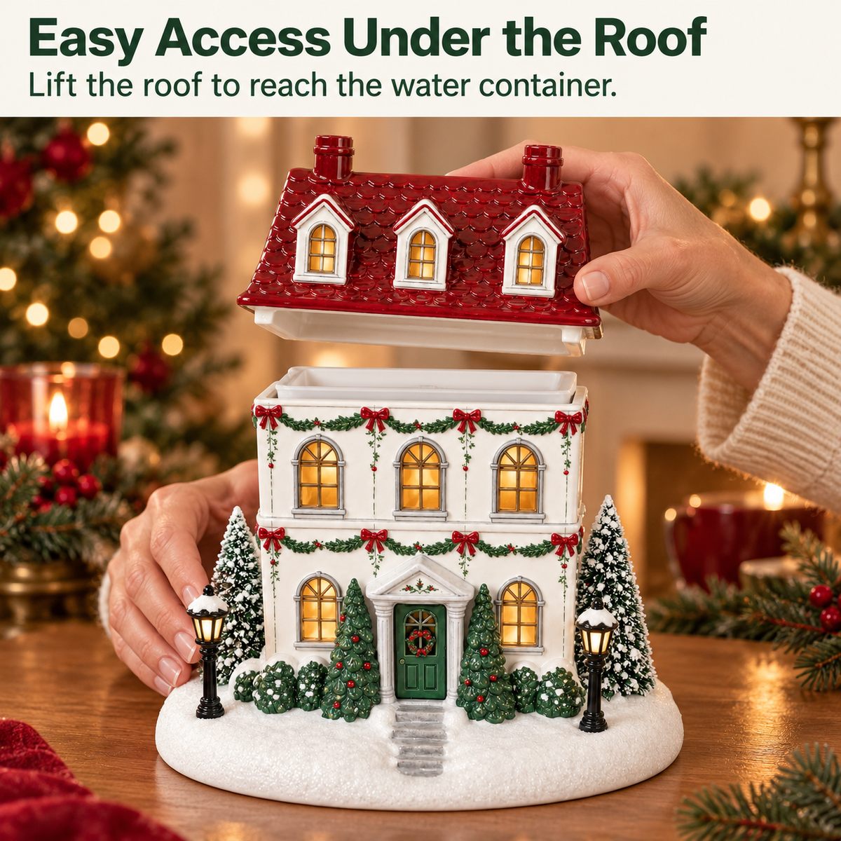 🎄 Holiday House Aroma Diffuser 🏠 Chimney Mist & Color-Changing Lights