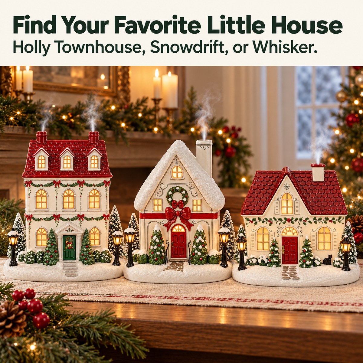 🎄 Holiday House Aroma Diffuser 🏠 Chimney Mist & Color-Changing Lights