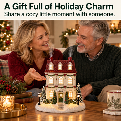 🎄 Holiday House Aroma Diffuser 🏠 Chimney Mist & Color-Changing Lights