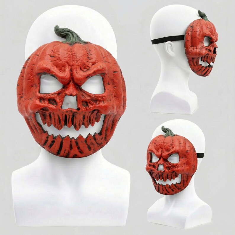 🎃 Pumpkin Skull Horror Mask – Lightweight PU Foam Halloween Costume Mask 💀