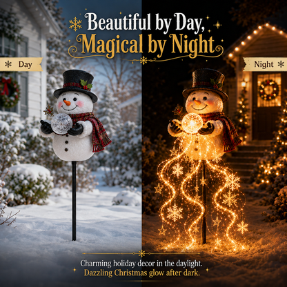 🎄49% OFF🎄 ⛄ Solar Snowman Magic Fountain – Flowing Snowflake Garden Light ❄️