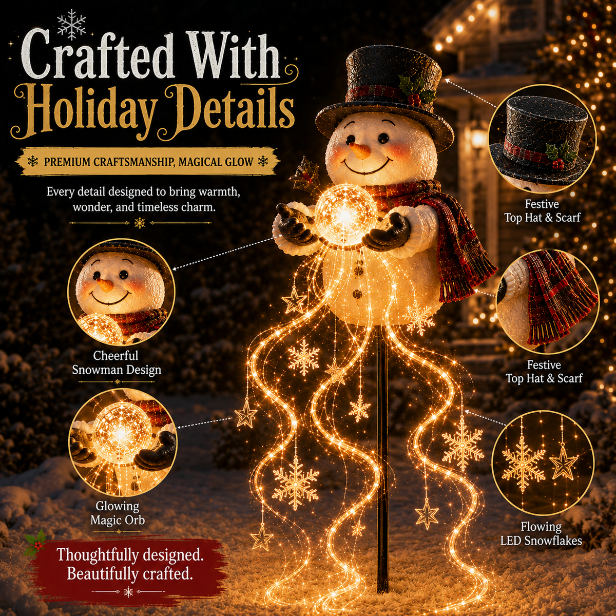 🎄49% OFF🎄 ⛄ Solar Snowman Magic Fountain – Flowing Snowflake Garden Light ❄️