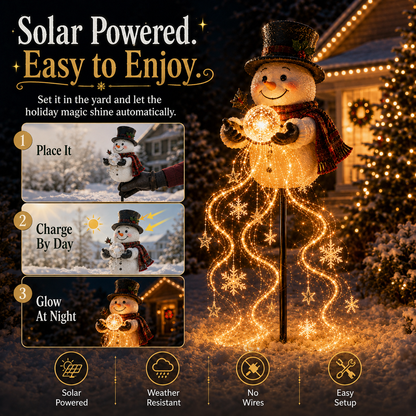 🎄49% OFF🎄 ⛄ Solar Snowman Magic Fountain – Flowing Snowflake Garden Light ❄️