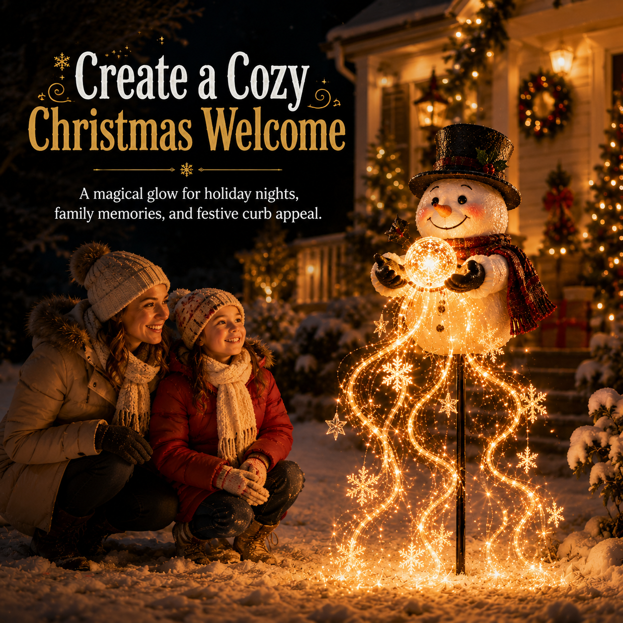 🎄49% OFF🎄 ⛄ Solar Snowman Magic Fountain – Flowing Snowflake Garden Light ❄️