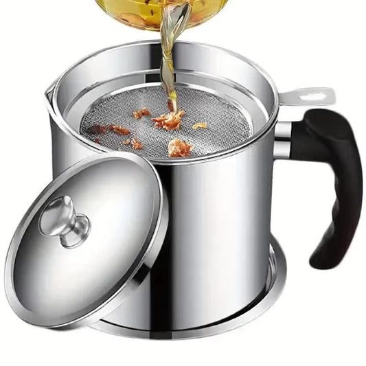 SS Grease Keeper: Easy Oil Strainer & Storage Pot
