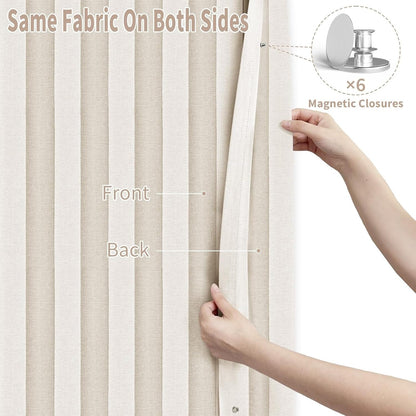 🚪 No-Drill Pleated Accordion Door Curtain with Tension Rod