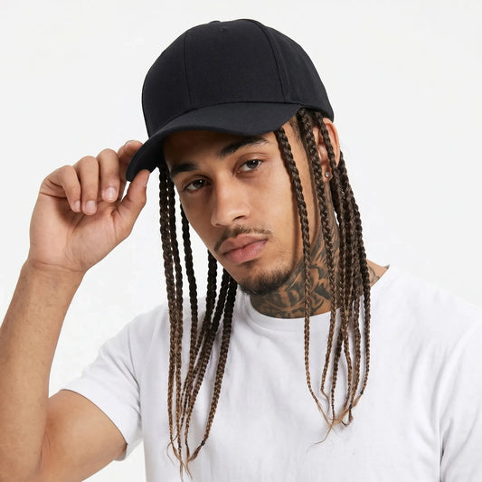 Hip-Hop Punk Baseball Cap with Braided Dreadlock Wig – Adjustable Snapback