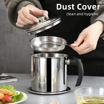 SS Grease Keeper: Easy Oil Strainer & Storage Pot