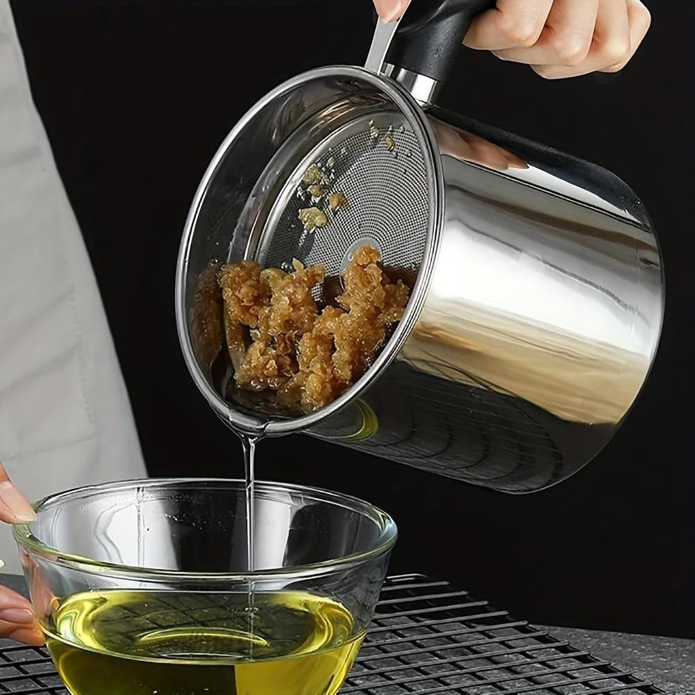 SS Grease Keeper: Easy Oil Strainer & Storage Pot