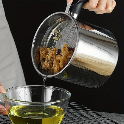 SS Grease Keeper: Easy Oil Strainer & Storage Pot