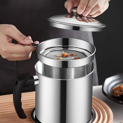 SS Grease Keeper: Easy Oil Strainer & Storage Pot