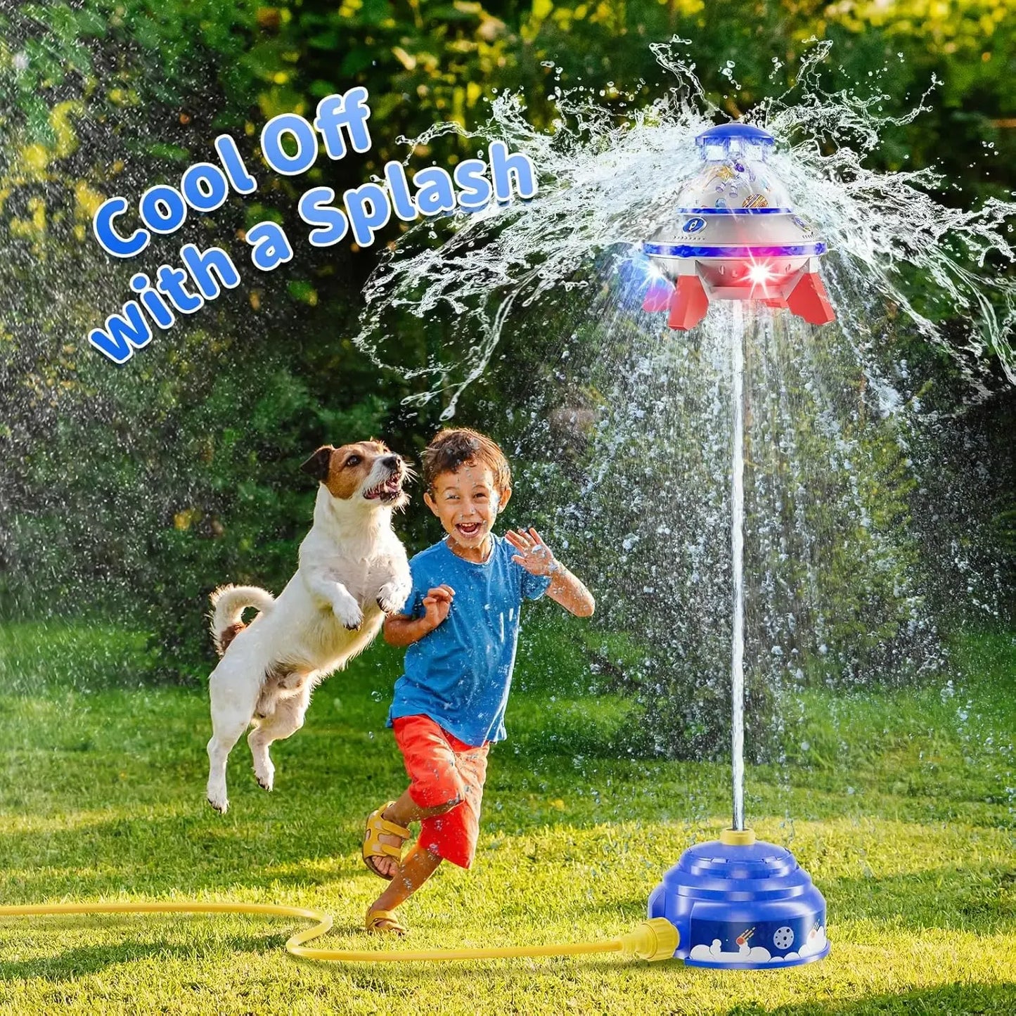 🌈50% OFF TODAY🚀 Spinning UFO Water Sprinkler with Lights