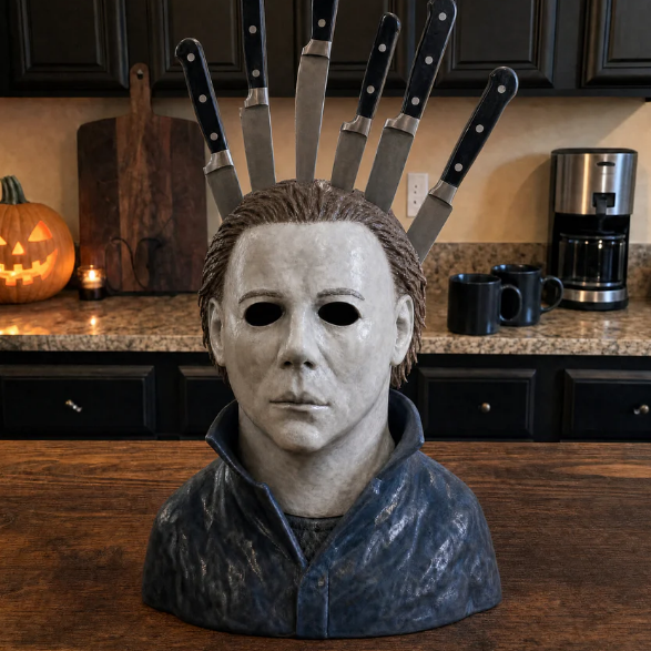 🔪Horror Knife Block The Ultimate Slasher Knife Block Resin Horror Movie Knife Holder