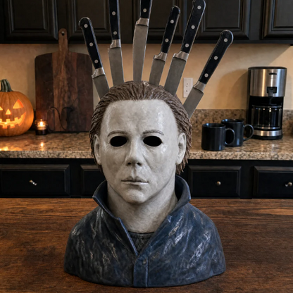 🔪Horror Knife Block The Ultimate Slasher Knife Block Resin Horror Movie Knife Holder