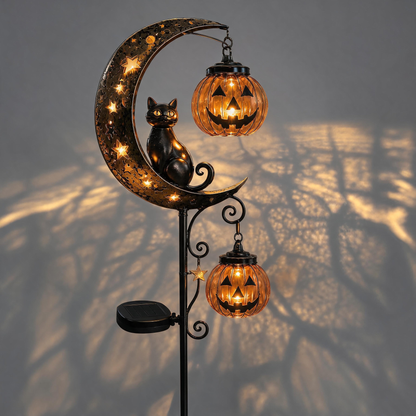 🔥 55% OFF TODAY 👻  Solar Halloween Black Cat & Moon Garden Stake Light 🐈‍⬛