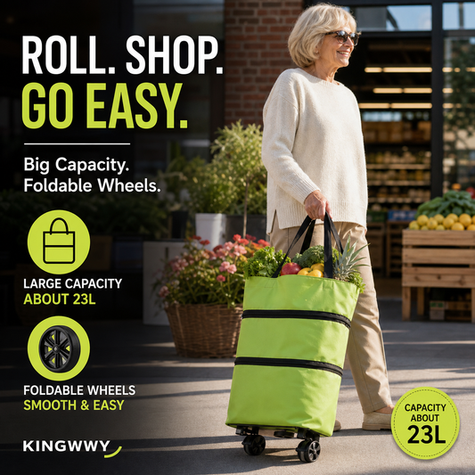 🔥🛒Foldable 2-in-1 Shopping Cart Bag with Wheels