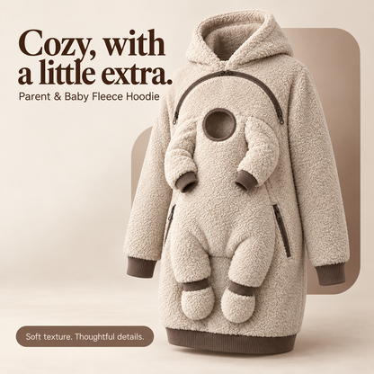 🧸 Parent & Baby Integrated Fleece Hoodie - Cozy Kangaroo Pouch Pullover 👶