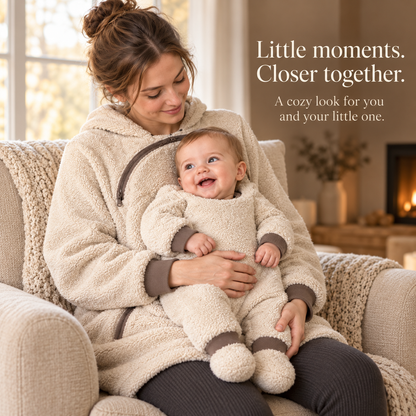🧸 Parent & Baby Integrated Fleece Hoodie - Cozy Kangaroo Pouch Pullover 👶