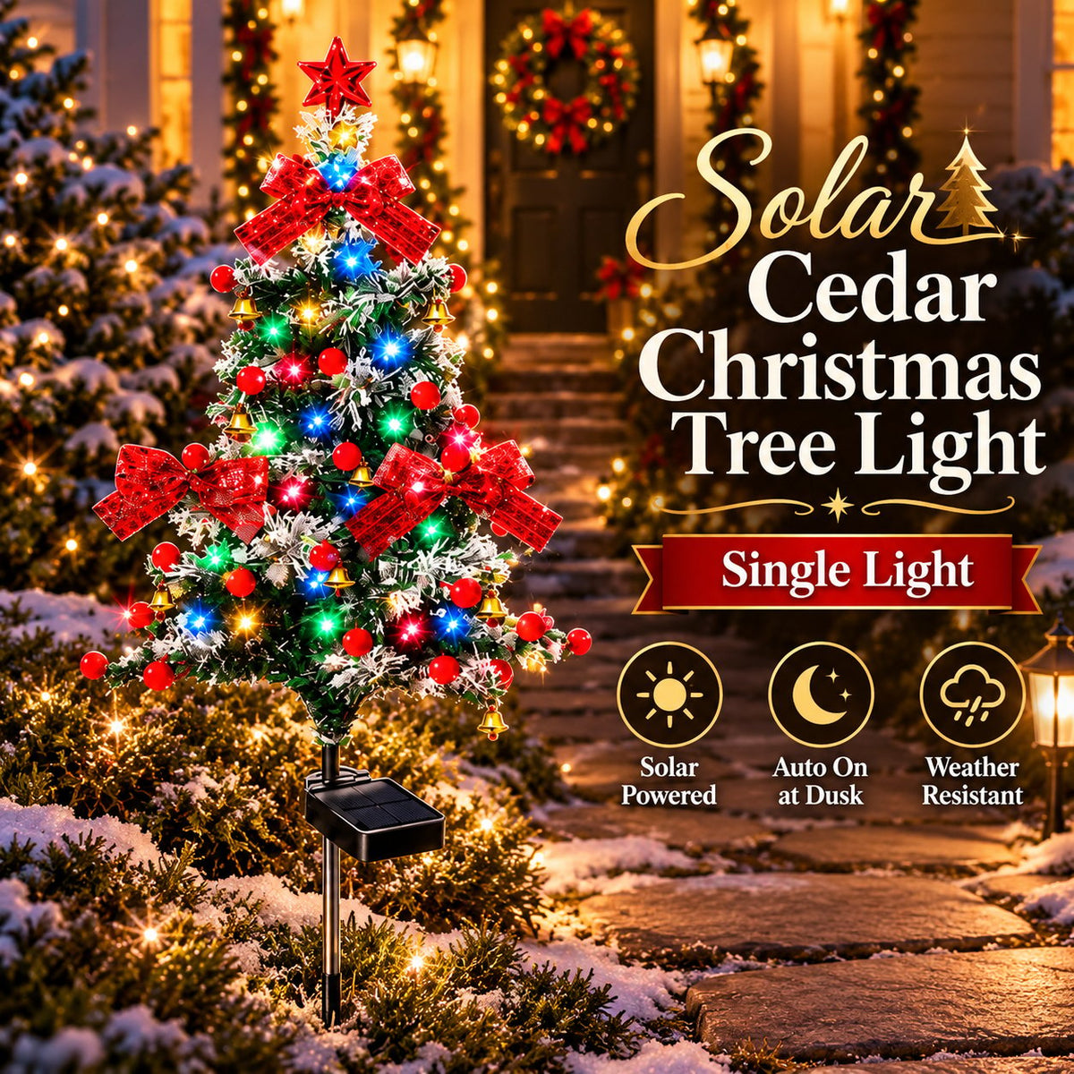 🌱 Solar Cedar Christmas Tree Lights🔥Festive Outdoor Holiday Decor🔥