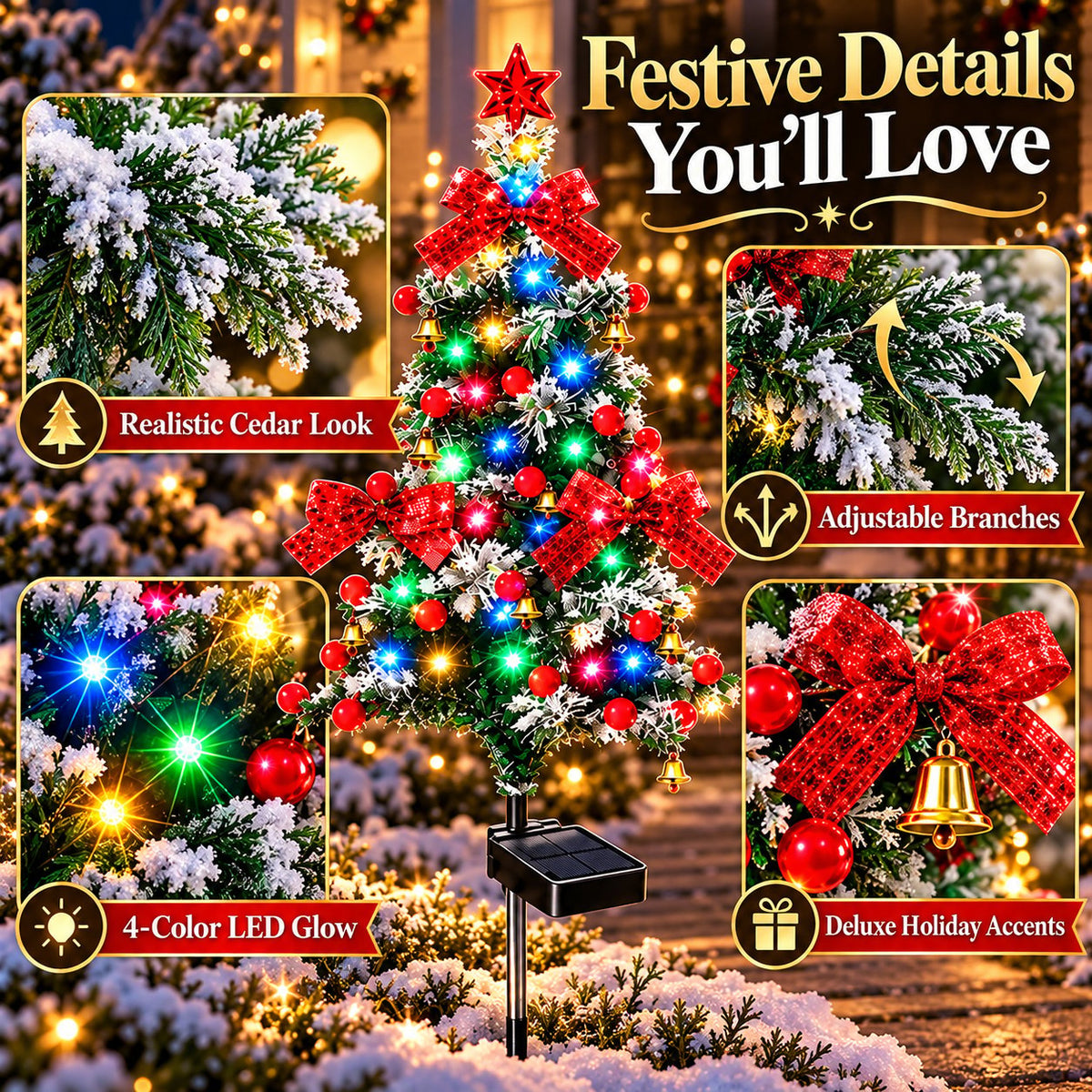 🌱 Solar Cedar Christmas Tree Lights🔥Festive Outdoor Holiday Decor🔥