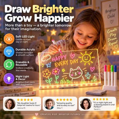 🎨 LED Drawing Board for Kids – Erasable Acrylic Art Board ✨