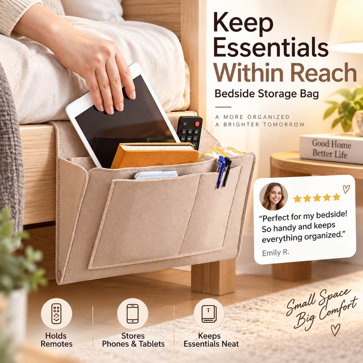 🛏️ Bedside Storage Organizer – Hanging Bed & Sofa Pocket