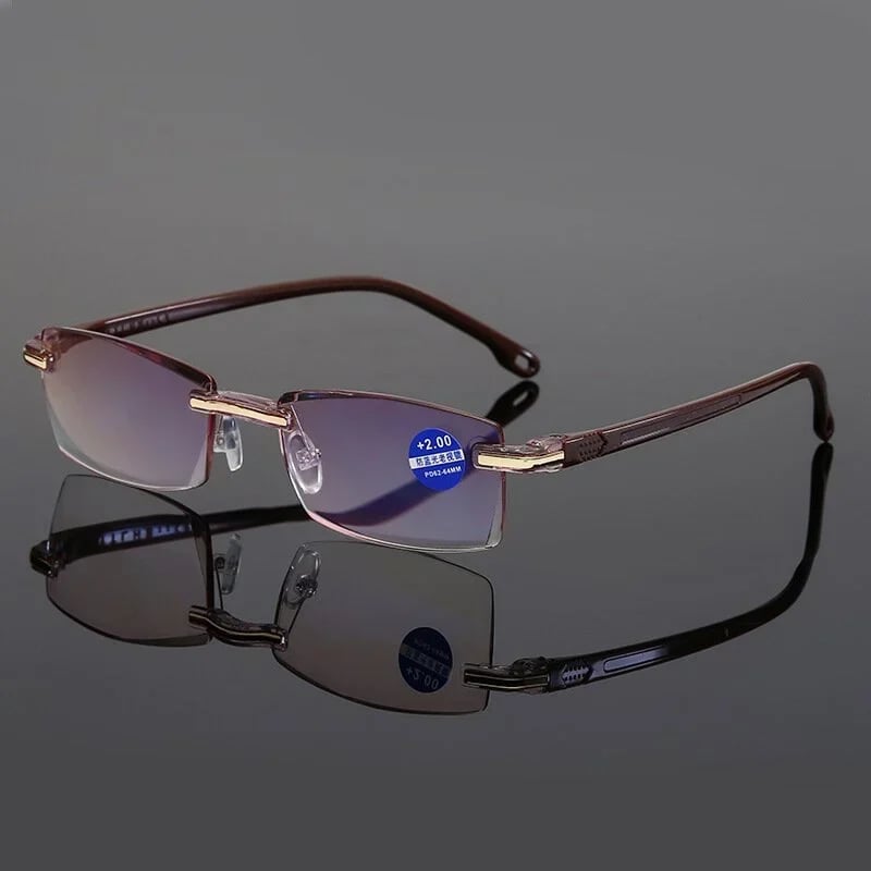 Rahmenlose, ultraleichte Lesebrille mit Diamantschliff