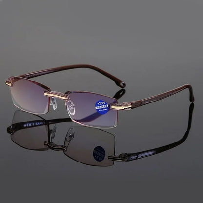 Rahmenlose, ultraleichte Lesebrille mit Diamantschliff